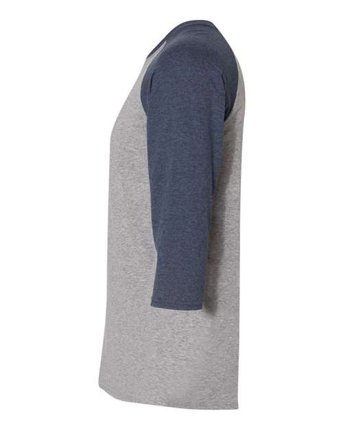 Jerzees 601RR Adult TRI-BLEND Baseball Raglan #color_OXFORD/ INDG HTH