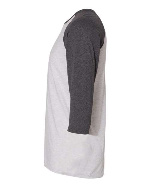 Jerzees 601RR Adult TRI-BLEND Baseball Raglan #color_WHT HTH/ BLK HTH