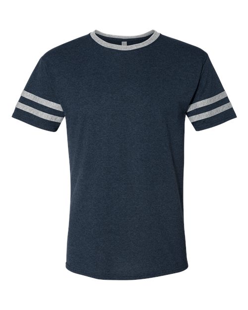 Jerzees 602MR Adult TRI-BLEND Varsity Ringer T-Shirt #color_INDIGO HTH/ OXFR