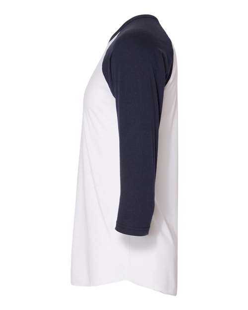 American Apparel BB453W Unisex Poly-Cotton 3/4-Sleeve Raglan T-Shirt #color_WHITE/ NAVY