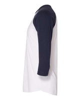 American Apparel BB453W Unisex Poly-Cotton 3/4-Sleeve Raglan T-Shirt #color_WHITE/ NAVY