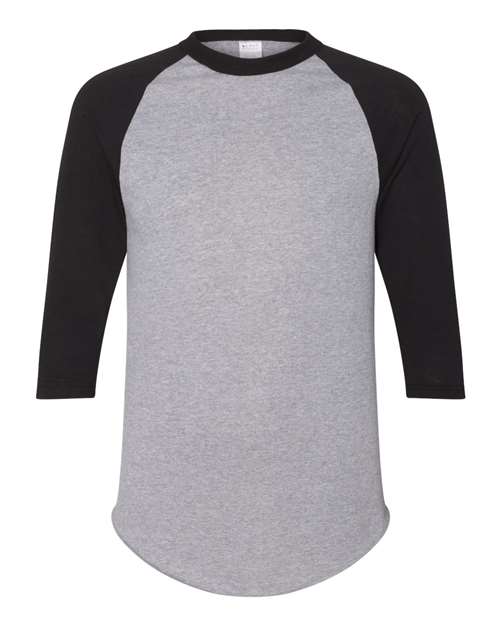 Augusta Sportswear AG4420 Adult 3/4-Sleeve Baseball Jersey #color_ATH HTHR/ BLACK