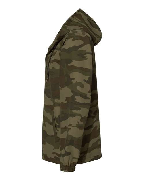 Independent Trading Co. EXP95NB Water-Resistant Hooded Windbreaker #color_Forest Camo