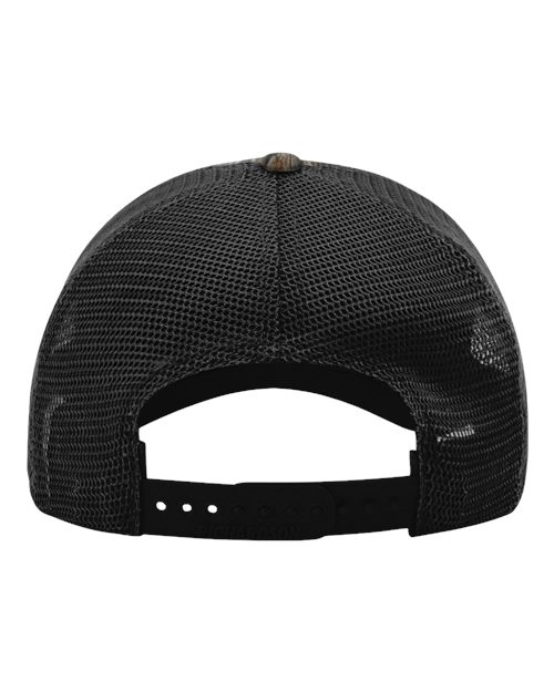 Richardson 111P Garment Washed Printed Trucker Cap #color_Mossy Oak Country DNA/ Black