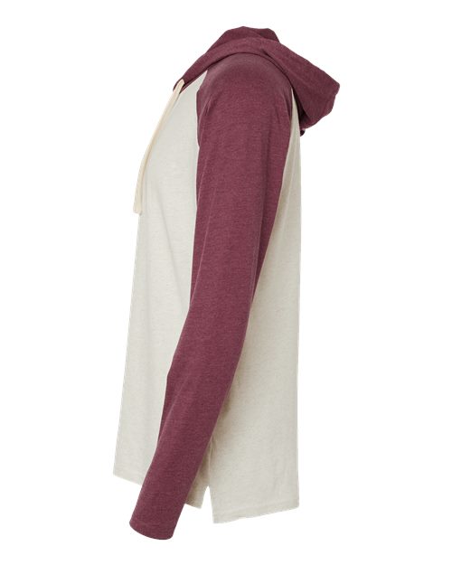 LAT 6917 Men's Hooded Raglan Long Sleeve Fine Jersey T-Shirt #color_NT HT/ V BRG/ NT