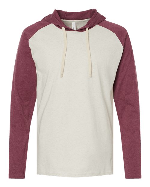 LAT 6917 Men's Hooded Raglan Long Sleeve Fine Jersey T-Shirt #color_NT HT/ V BRG/ NT