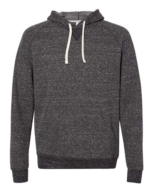 Jerzees 90MR Adult Snow Heather Raglan Hooded Sweatshirt #color_BLK INK SNOW HTH