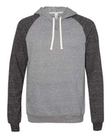 Jerzees 90MR Adult Snow Heather Raglan Hooded Sweatshirt #color_CHAR HTH/ BL INK