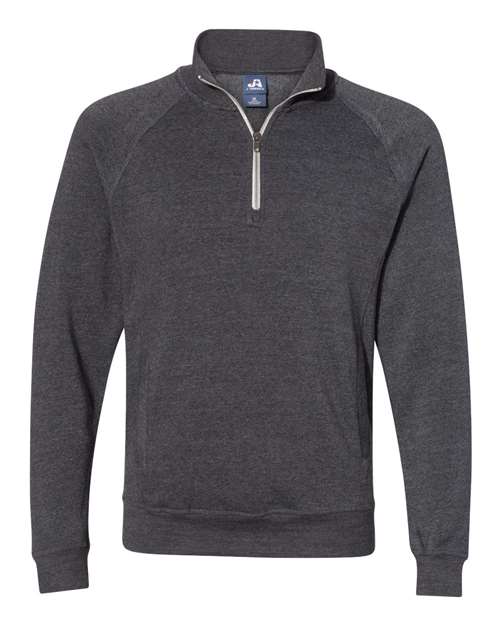 J America JA8869 Adult Triblend Fleece Quarter-Zip #color_BLACK TRIBLEND