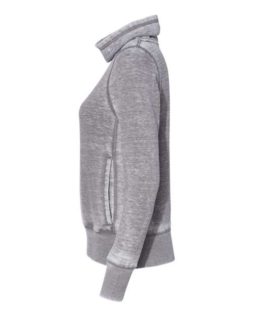 J America JA8930 Ladies' Zen Fleece Cowl Neck #color_CEMENT