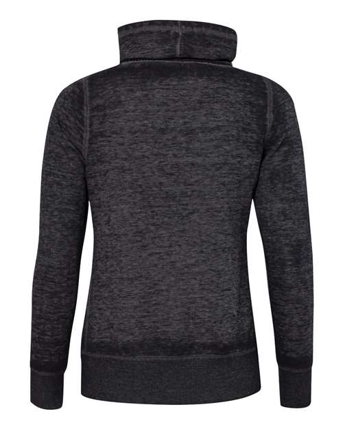 J America JA8930 Ladies' Zen Fleece Cowl Neck #color_TWISTED BLACK