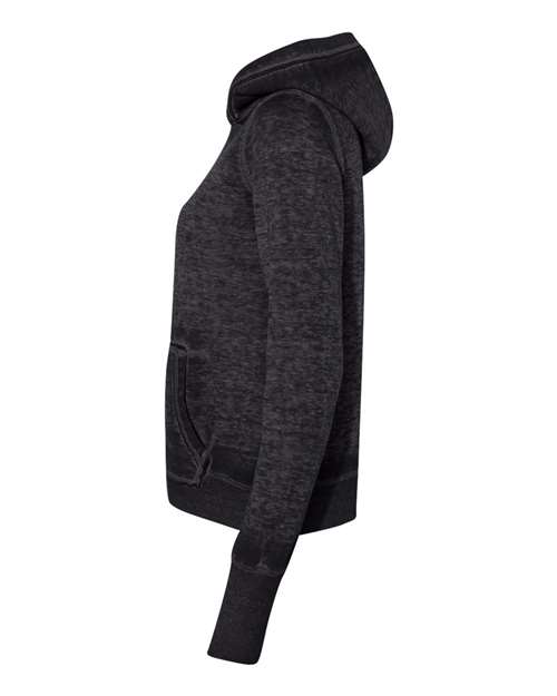 J America JA8912 Ladies' Zen Pullover Fleece Hooded Sweatshirt #color_TWISTED BLACK