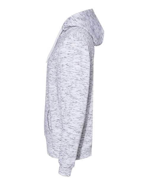 J America JA8677 Adult Melange Fleece Pullover Hooded Sweatshirt #color_WHITE