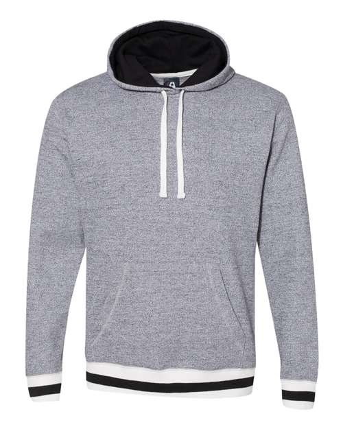 J America JA8701 Adult Peppered Fleece Lapover Hooded Sweatshirt #color_PEPPER BLACK