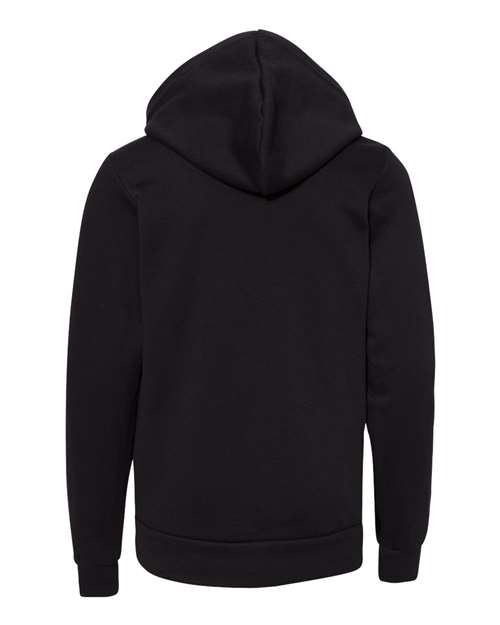 Bella + Canvas 3719Y Youth Sponge Fleece Pullover Hooded Sweatshirt #color_BLACK