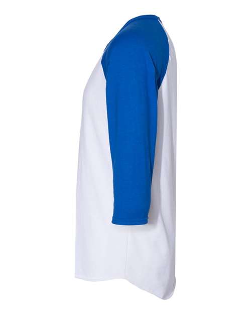Jerzees 560RR Unisex Premium Blend Ring-Spun 3/4 Sleeve Raglan T-Shirt #color_WHITE/ ROYAL
