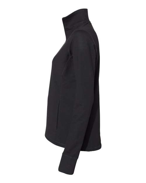 J America JA8433 Ladies' Omega Stretch Quarter-Zip #color_BLACK