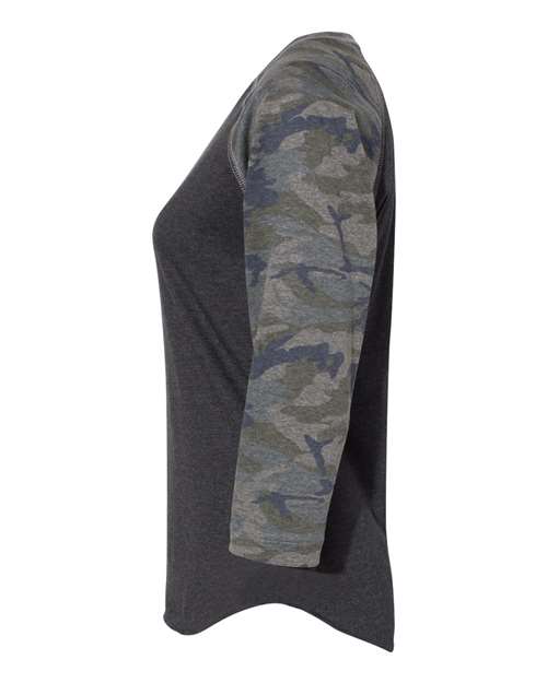 LAT LA3530 Ladies'' Baseball T-Shirt #color_VN SMKE/ VN CAMO