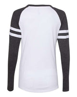 LAT 3534 Ladies' Gameday Mash-Up Long Sleeve Fine Jersey T-Shirt #color_B WH/ V SM/ B WH