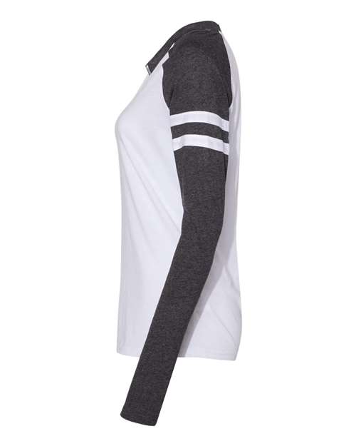 LAT 3534 Ladies' Gameday Mash-Up Long Sleeve Fine Jersey T-Shirt #color_B WH/ V SM/ B WH