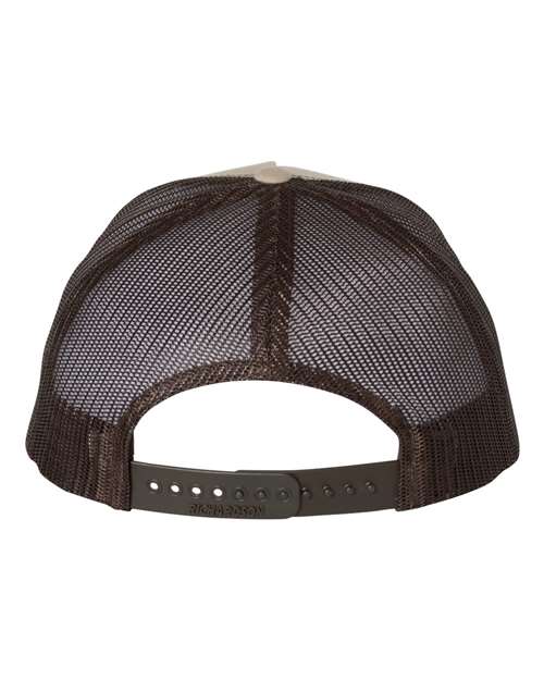 Richardson 112FP Five-Panel Trucker Cap #color_Khaki/ Coffee