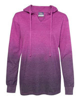 MV Sport W20185 Women's French Terry Ombré Hooded Sweatshirt #color_Dragonfruit/ Navy