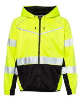 Kishigo JS150 Premium Black Series Full-Zip Hooded Sweatshirt #color_Lime