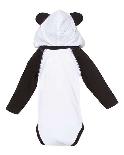 Rabbit Skins 4418 Infant Long Sleeve Fine Jersey Bodysuit With Ears #color_WHITE/ BLACK