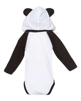 Rabbit Skins 4418 Infant Long Sleeve Fine Jersey Bodysuit With Ears #color_WHITE/ BLACK