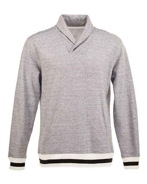 J America JA8704 Adult Peppered Fleece Shawl Collar #color_PEPPER BLACK