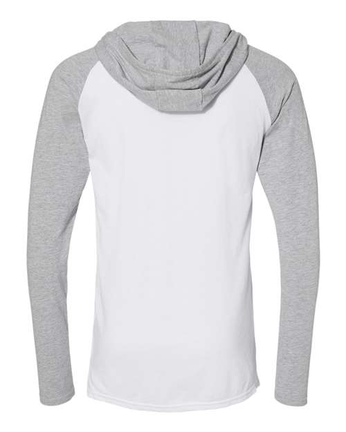 LAT 6917 Men's Hooded Raglan Long Sleeve Fine Jersey T-Shirt #color_B WH/ VN HTH/ WH