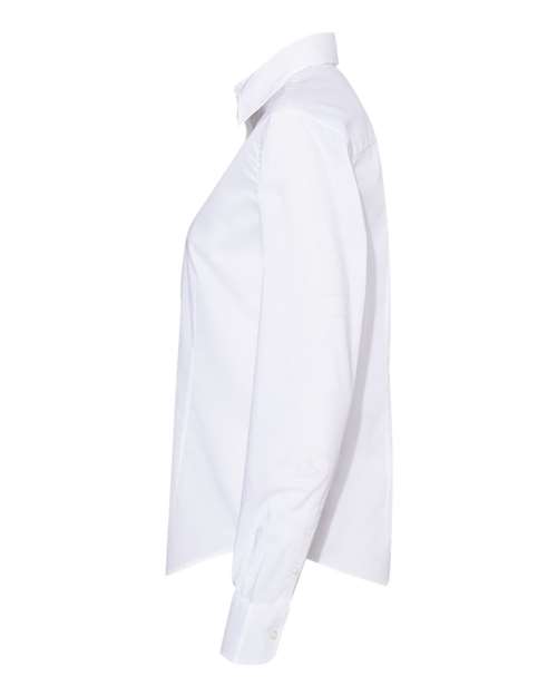 Van Heusen 13V5053 Women's Cotton/Poly Solid Point Collar Shirt #color_White