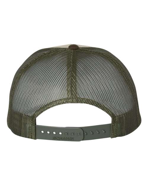 Richardson 115 Low Pro Trucker Cap #color_Tan/ Loden/ Brown