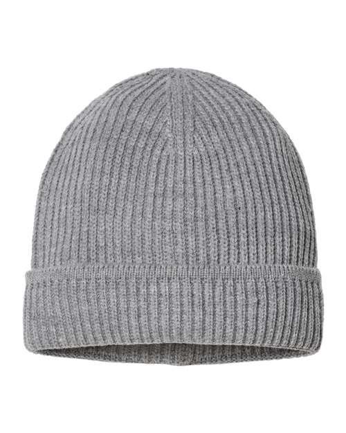Atlantis Headwear MAPLE Sustainable Finish Edge Cuffed Beanie #color_Light Grey Melange