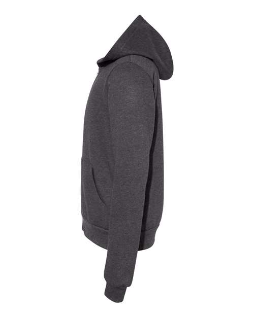 Bella + Canvas 3739Y Youth Sponge Fleece Full-Zip Hooded Sweatshirt #color_DARK GRY HEATHER