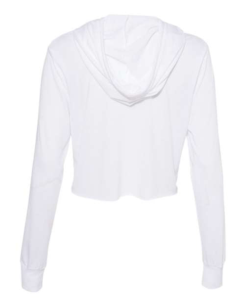 Bella + Canvas 8512 Ladies' Cropped Long Sleeve Hoodie T-Shirt #color_SOLID WHT TRBLND
