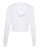 Bella + Canvas 8512 Ladies' Cropped Long Sleeve Hoodie T-Shirt #color_SOLID WHT TRBLND