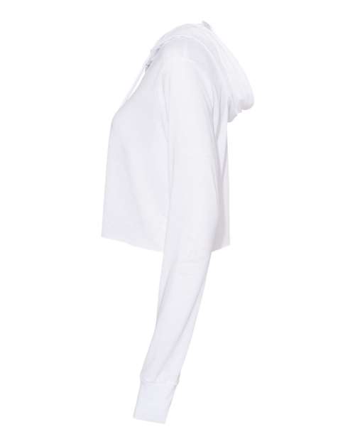 Bella + Canvas 8512 Ladies' Cropped Long Sleeve Hoodie T-Shirt #color_SOLID WHT TRBLND