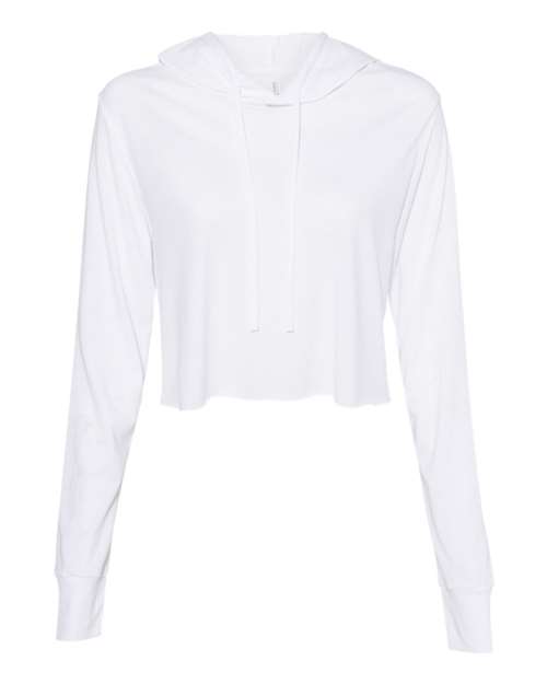 Bella + Canvas 8512 Ladies' Cropped Long Sleeve Hoodie T-Shirt #color_SOLID WHT TRBLND