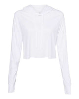 Bella + Canvas 8512 Ladies' Cropped Long Sleeve Hoodie T-Shirt #color_SOLID WHT TRBLND