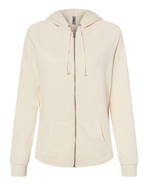 Independent Trading Co. PRM2500Z Women's California Wave Wash Full-Zip Hooded Sweatshirt #color_Bone