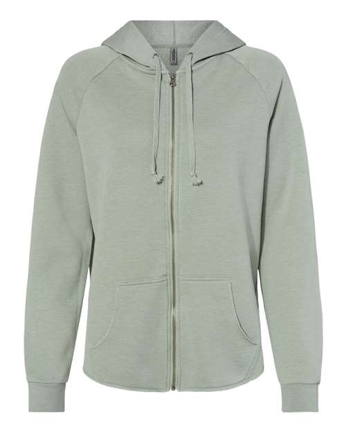 Independent Trading Co. PRM2500Z Women's California Wave Wash Full-Zip Hooded Sweatshirt #color_Sage