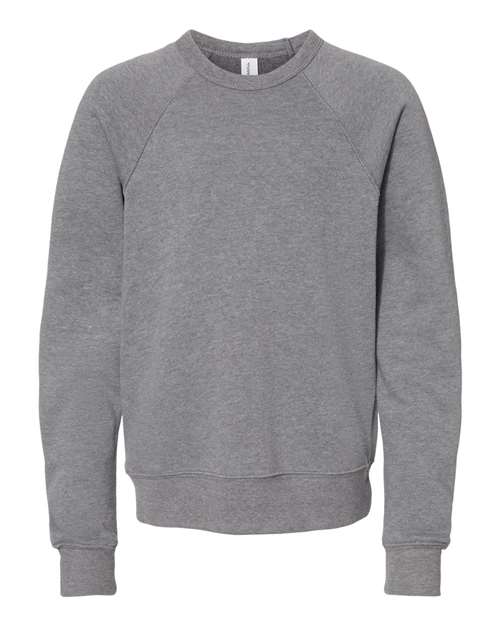 Bella + Canvas 3901Y Youth Sponge Fleece Raglan Sweatshirt #color_DEEP HEATHER