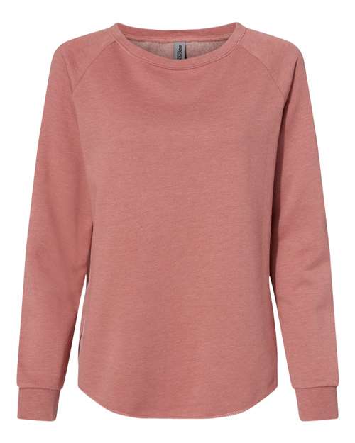 Independent Trading Co. PRM2000 Women's California Wave Wash Crewneck Sweatshirt #color_Dusty Rose