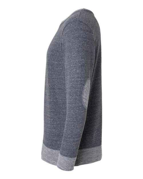 LAT 6965 Adult Harborside Melange French Terry Crewneck with Elbow Patches #color_NAVY MELANGE