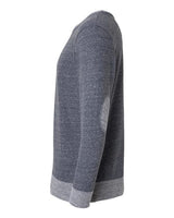 LAT 6965 Adult Harborside Melange French Terry Crewneck with Elbow Patches #color_NAVY MELANGE