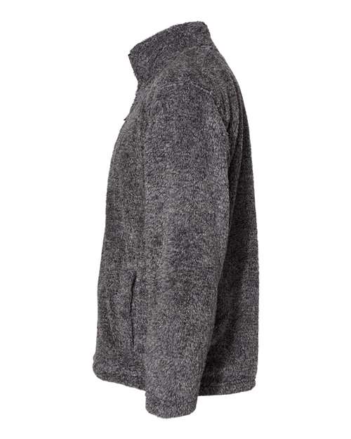 J America JA8464 Unisex Boundary Shag Quarter Zip #color_BLACK