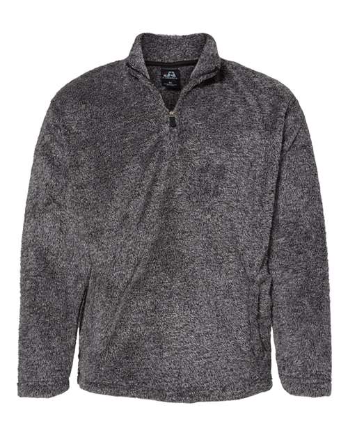 J America JA8464 Unisex Boundary Shag Quarter Zip #color_BLACK