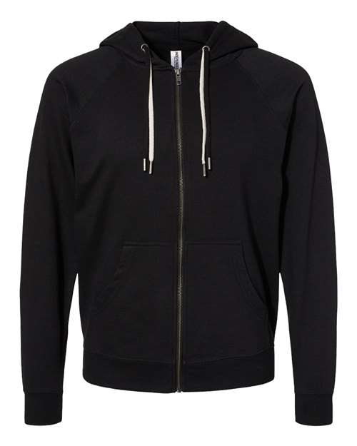 Independent Trading Co. SS1000Z Icon Lightweight Loopback Terry Full-Zip Hooded Sweatshirt #color_Black