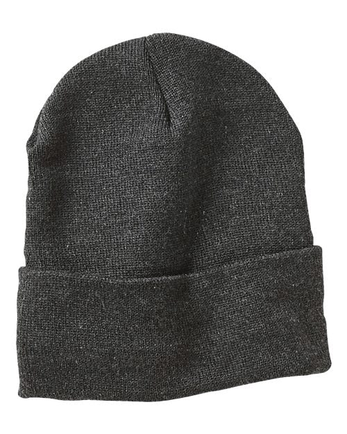 ""Sportsman SP12JL 12" Jersey Lined Cuffed Beanie" #color_Heather Charcoal"